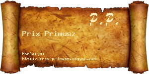 Prix Primusz névjegykártya